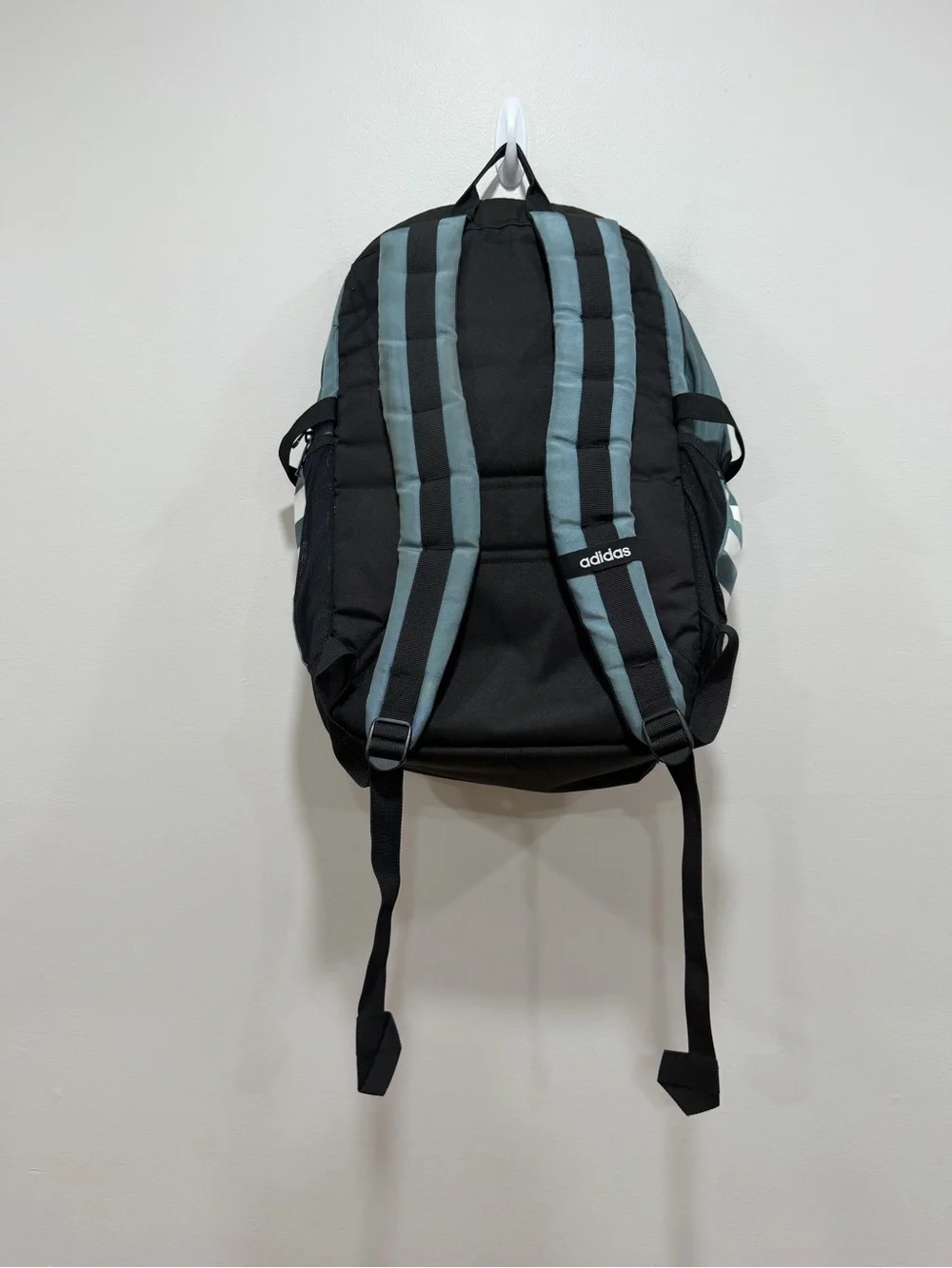 Adidas Classic Backpack Gray Green White Stripe School Travel Laptop Bag